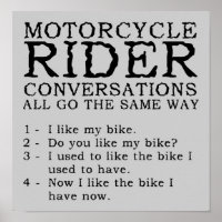 Conversations de moto Affiche drôle Signalétique