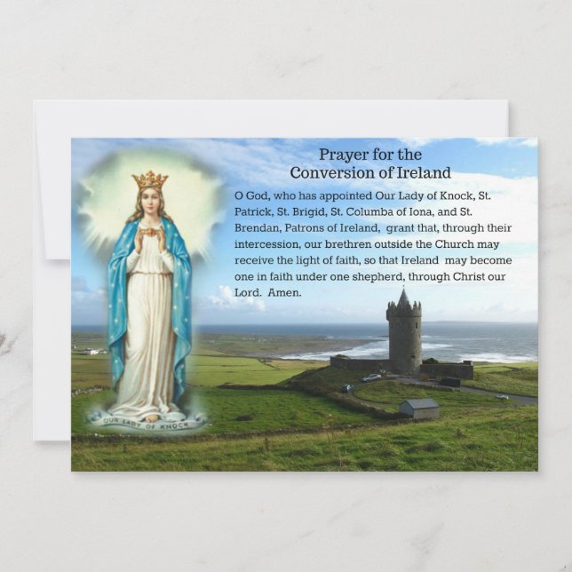 Conversion Catholique Irlande Prière Carte Sainte (Devant)