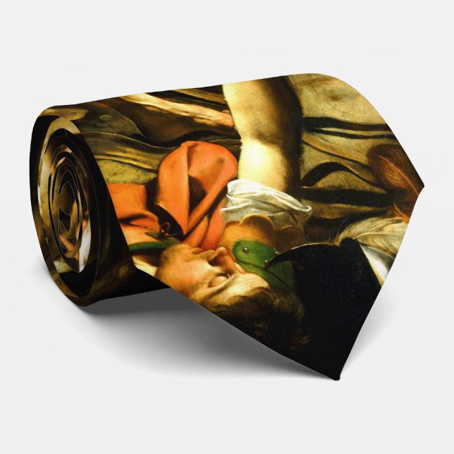 Conversion on the Way to Damascus by Caravaggio Tie (Rolled)