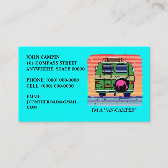 CONVERSION VAN CAMPING ~ BUSINESS CARDS! CARD (Front)