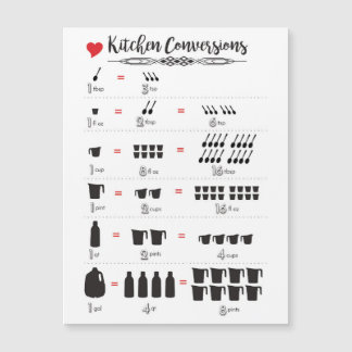 Conversions de cuisine Carte magnétique de 5,6 po 