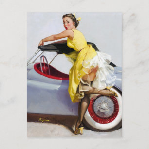 Convertible Pin Up Postcard