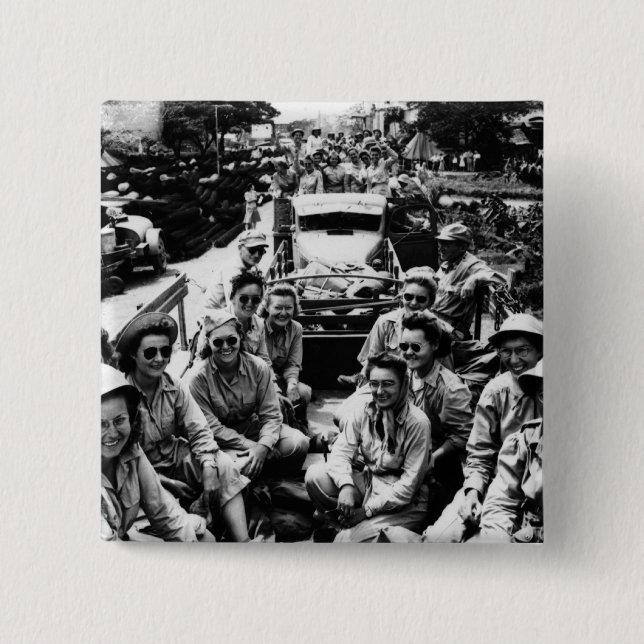 Convoy of Nurses WWII 2 Inch Square Button (Front)