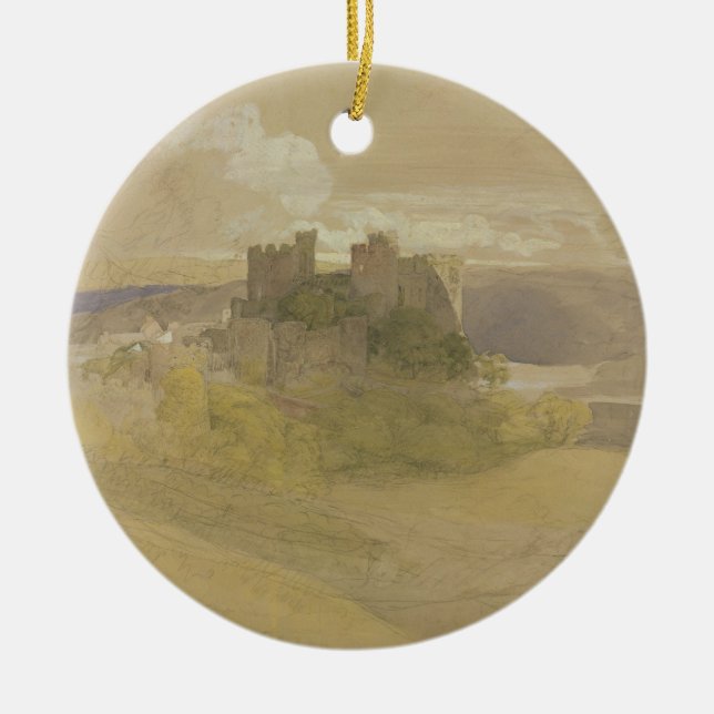 Conway Castle (graphite, w/c and gouache on paper Ceramic Ornament (Front)