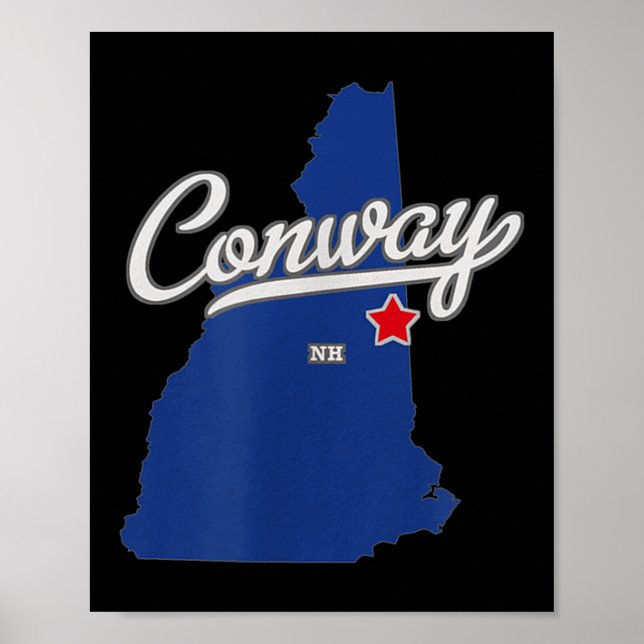 Conway New Hampshire Nh Map  Poster (Front)