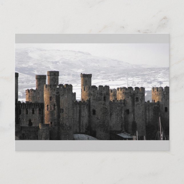 conwy castle in snow postcard (Front)