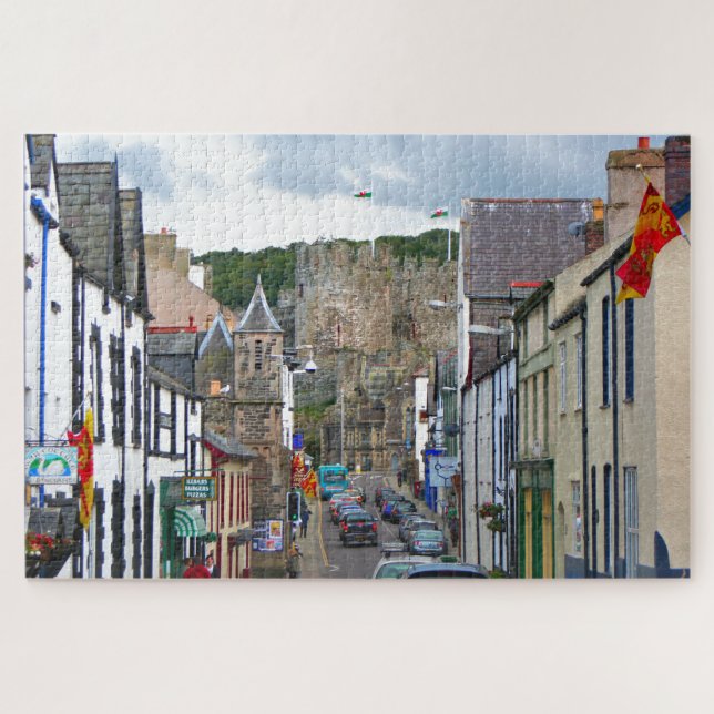 Conwy street and castle, Wales Jigsaw Puzzle (Horizontal)