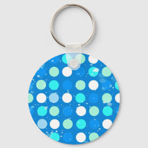 Coo big blue, white, light blue polka dots keychain