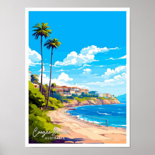 Coogee Beach Australia Travel Vintage illustration Poster