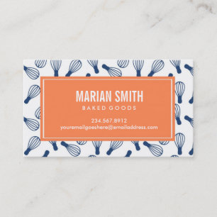 Cook,  Baker Business Card  White, Orange & Blue