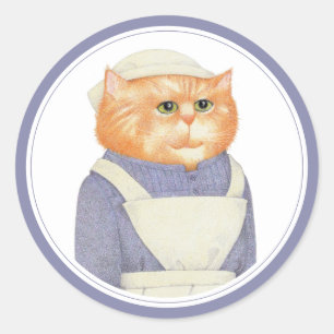 COOK CAT Large Round Stickers