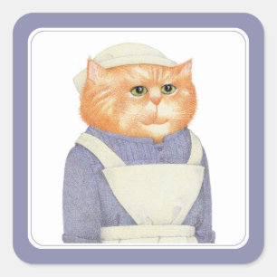 COOK CAT Small Square Stickers
