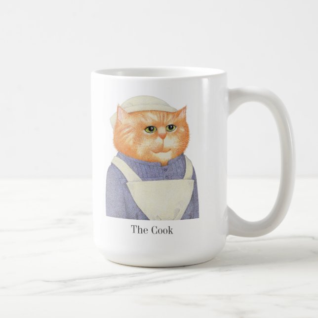 COOK CAT Tall White Mug + Text (Right)