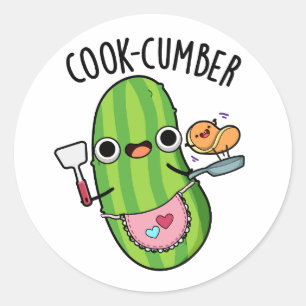 Cook-cumber Funny Cucumber Pun  Classic Round Sticker