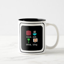 "Cook. Eat. Drink. Blog." Two-Tone Mug
