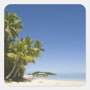 Cook Islands, Aitutaki. Polynesian canoe tour to Square Sticker