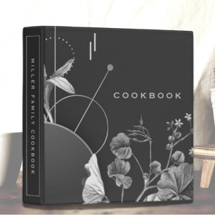 Cookbook   Black White & Gray Botanical Binder