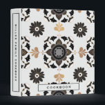 Cookbook | Black & White Kitchen Tile Design Binder<br><div class="desc">Modern cookbook binder for organizing your family's recipes, meal planning or other subject. Features a stylish kitchen tile design in a black and gold mandala floral pattern against a white background with customizable text presented on coordinating white banners. Shown with the text "COOKBOOK" on the front cover in modern typography...</div>