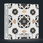 Cookbook | Black & White Kitchen Tile Design Binder<br><div class="desc">Modern cookbook binder for organizing your family's recipes, meal planning or other subject. Features a stylish kitchen tile design in a black and gold mandala floral pattern against a white background with customizable text presented on coordinating white banners. Shown with the text "COOKBOOK" on the front cover in modern typography...</div>