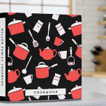 Cookbook | Black White & Red Kitchen Pattern Binder<br><div class="desc">Modern cookbook binder for organizing your family's recipes, meal planning or other subject. Features a kitchen utensil pattern in a modern black and white colour palette with red accents with custom text in a coordinating white banner with complimentary accents and text. Shown with the text "COOKBOOK" on the front cover...</div>