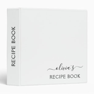 Cookbook Black White Script Monogram Binder