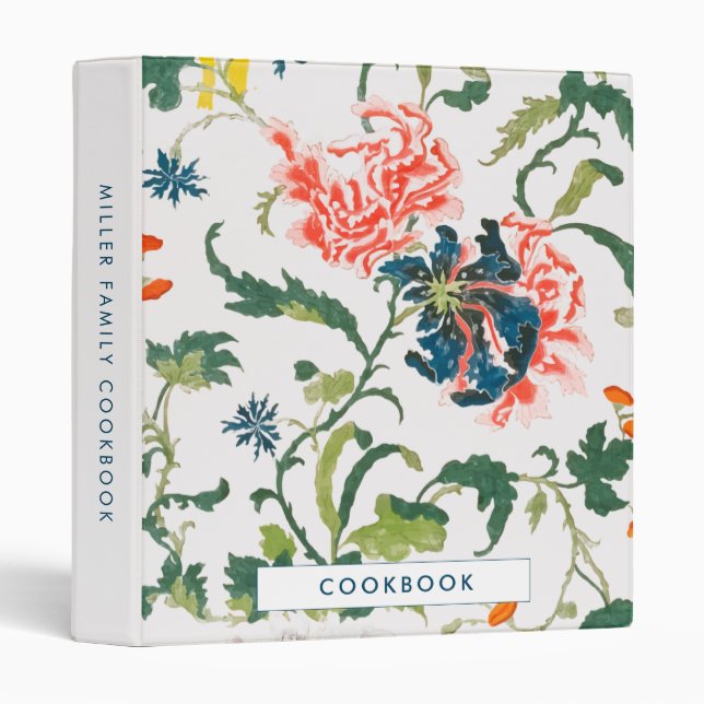 Cookbook Blooming Floral Pattern Recipe Binder (Front/Spine)