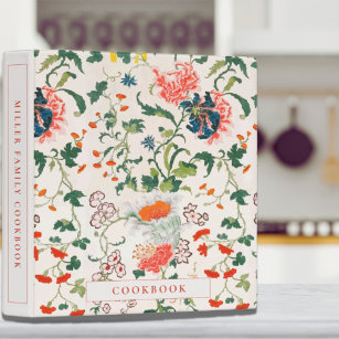 Cookbook   Blooming Floral Pattern Vintage Style Binder