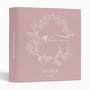 Cookbook Blush Dusty Pink Script Monogram Binder