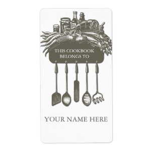Cookbook Collection Bookplate ..grey