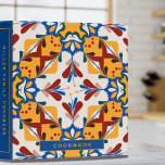 Cookbook | Colourful Kitchen Tile | Blue Binder<br><div class="desc">Modern cookbook binder for organizing your family's recipes, meal planning or other subject. Features a stylish kitchen tile design in a colourful palette with blue and goldenrod accents with customizable text presented on coordinating blue banners. Shown with the text "COOKBOOK" on the front cover in modern typography and custom family...</div>