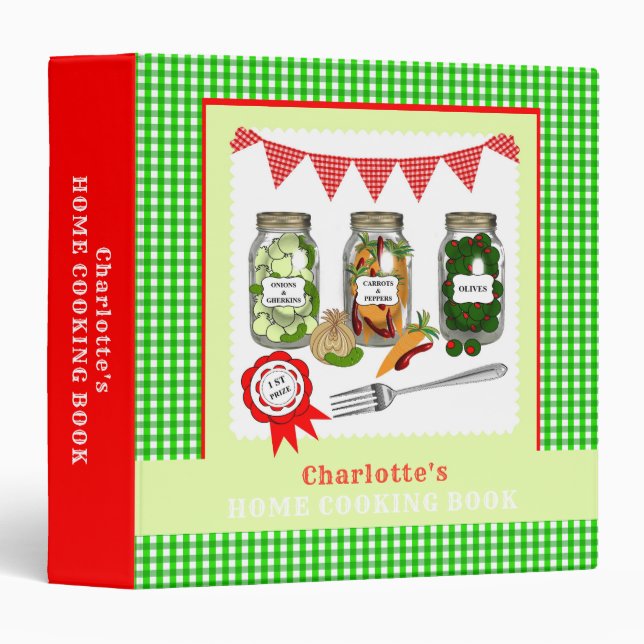 Cookbook Cute Homely Personalized 3 Ring Binder (Front/Spine)