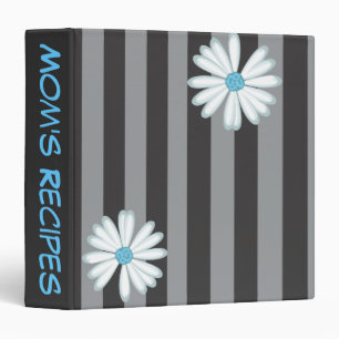 Cookbook Daisy Flowers and Black Stripe Design Binder