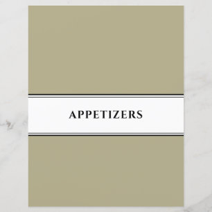 Cookbook Divider   Appetizers   Sage Black White