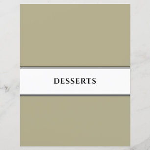 Cookbook Divider Desserts Sage Black White