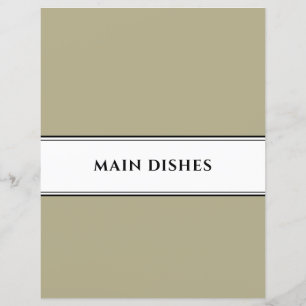 Cookbook Divider Main Dishes Sage Black White