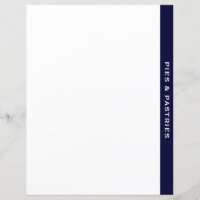 Cookbook Divider | Navy & White | Pie & Pastry