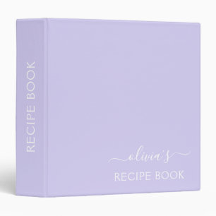 Cookbook Lavender Purple Script Monogram Binder