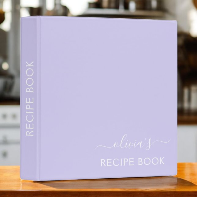 Cookbook Lavender Purple Script Monogram Binder (Creator Uploaded)