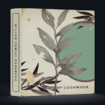 Cookbook | Modern Artistic Botanical | Mint Binder<br><div class="desc">Cookbook recipe binder for organizing your family's recipes, meal planning or other subject. Features a stylish artistic abstract design in a mint green and grey colour palette on a beige background with black and gold accents and custom coordinating text. Shown with "COOKBOOK" on the front cover in simple modern typography...</div>