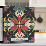 Cookbook | Modern Black & Colorful Kitchen Tile Binder<br><div class="desc">Modern cookbook binder for organizing your family's recipes, meal planning or other subject. Features a stylish kitchen tile design in a colorful palette against a black background with customizable text presented on coordinating banners. Shown with the text "COOKBOOK" on the front cover in modern typography and custom family name cookbook...</div>
