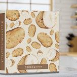 Cookbook | Modern Cooking | Potato Spuds Binder<br><div class="desc">Modern cookbook binder for organizing your family's recipes, meal planning or other subject. Features a fun stylish pattern of potato spuds on a light background. Customizable text is presented on complimentary brown banners. Shown with the text "COOKBOOK" on the front cover in modern typography and custom family name cookbook on...</div>