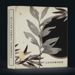 Cookbook | Modern Zen Botanical Leaves | Black Binder<br><div class="desc">Cookbook recipe binder for organizing your family's recipes, meal planning or other subject. Features an artistic abstract design in a black and beige colour palette with grey and gold accents and custom coordinating text. Shown with "COOKBOOK" on the front cover in simple modern typography and custom family name cookbook on...</div>