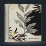 Cookbook | Modern Zen Botanical Leaves | Black Binder<br><div class="desc">Cookbook recipe binder for organizing your family's recipes, meal planning or other subject. Features an artistic abstract design in a black and beige colour palette with grey and gold accents and custom coordinating text. Shown with "COOKBOOK" on the front cover in simple modern typography and custom family name cookbook on...</div>