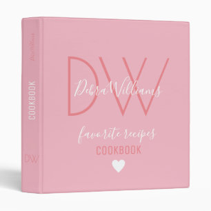 cookbook of special recipes + monogram on pink binder