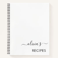 Cookbook Recipe Black White Monogram