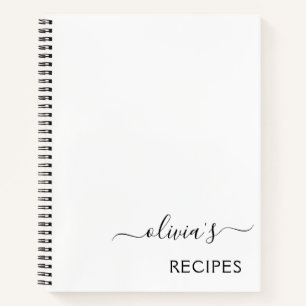 Cookbook Recipe Black White Monogram Notebook
