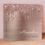Cookbook Recipe Book Rose Gold Glitter Monogram Binder<br><div class="desc">Rose Gold - Blush Pink Faux Sparkle Dripping Glitter Brushed Metal Monogram Name Cookbook - Recipe Book Binder. This makes the perfect sweet 16 birthday,  wedding,  bridal shower,  anniversary,  baby shower or bachelorette party gift for someone that loves glam luxury and chic styles.</div>