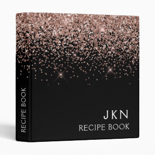 Cookbook Recipe Book Rose Gold Pink Glitter Binder