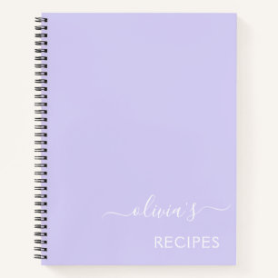 Cookbook Recipe Lavender Purple Girly Monogram Notebook