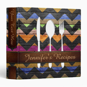 Cookbook Retro Chevron Wood Look #29 Binder
